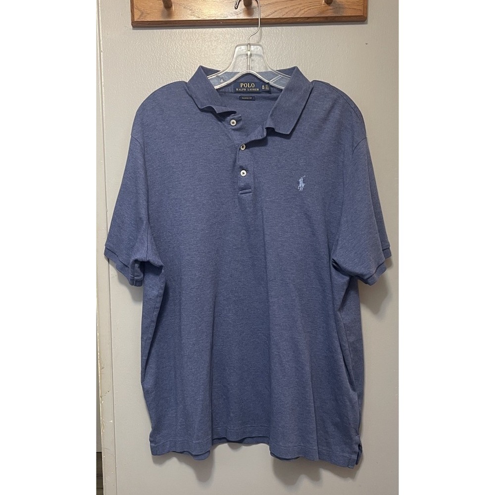 Polo Ralph Lauren Polo Shirt Blue Classic Fit Mens XL  classy Short Sleeve